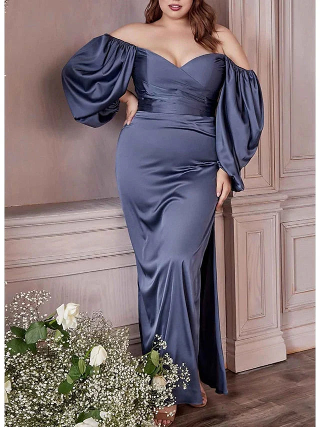 Tight/Straight Off Shoulder and Floor Length Ball Dress