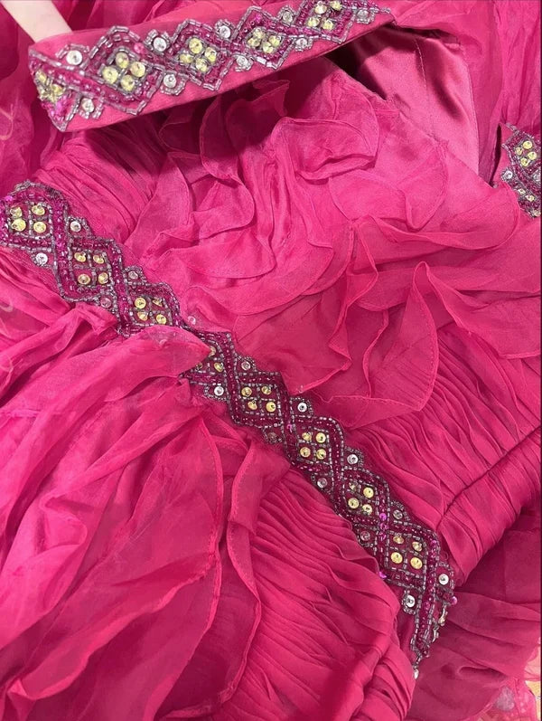 Pink Beaded Beautiful Mermaid Long Chiffon Ball Gown Evening Dress Party Dress gh4442