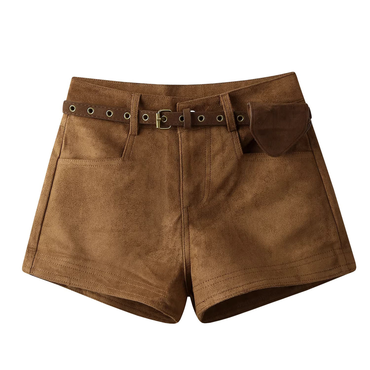 Plus-size women's American retro suede shorts, new autumn/winter style, high-waisted, slimming, casual A-line bootcut pants. 11416