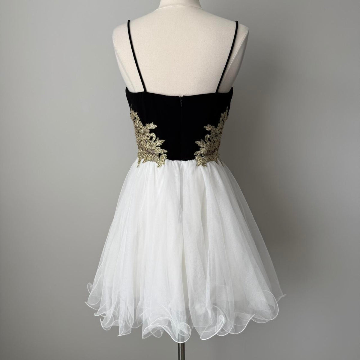 Black and White Dress Vintage Elegant Exquisite Beaded Short Women's Chiffon Puffy Flare Dress Cocktail Dress Homecoming Dress Prom Dress Evening Dress Party Dress gh4125