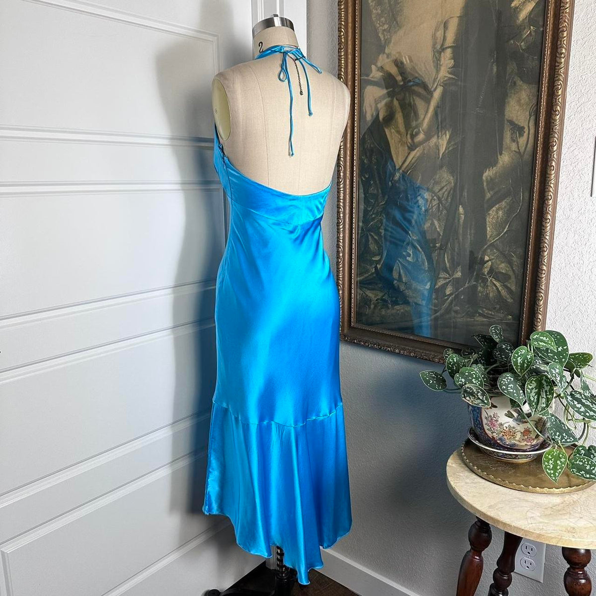 Girlhomeshops--Blue simple fashion ruffled short satin suspenders formal homecoming dress gh5501