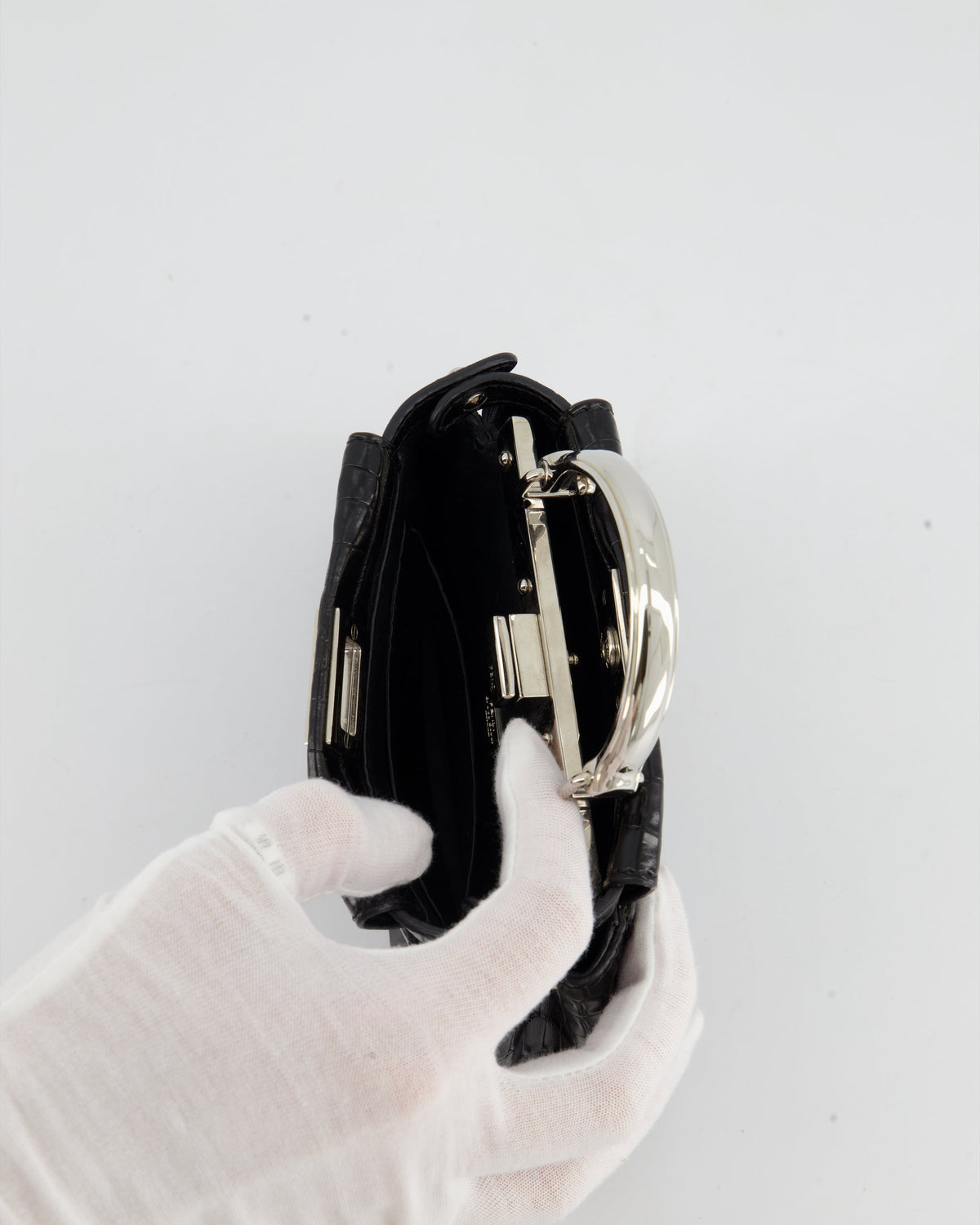 *FIRE PRICE* Fendi Black Exotic Micro Mini Peekaboo Bag with Silver Hardware