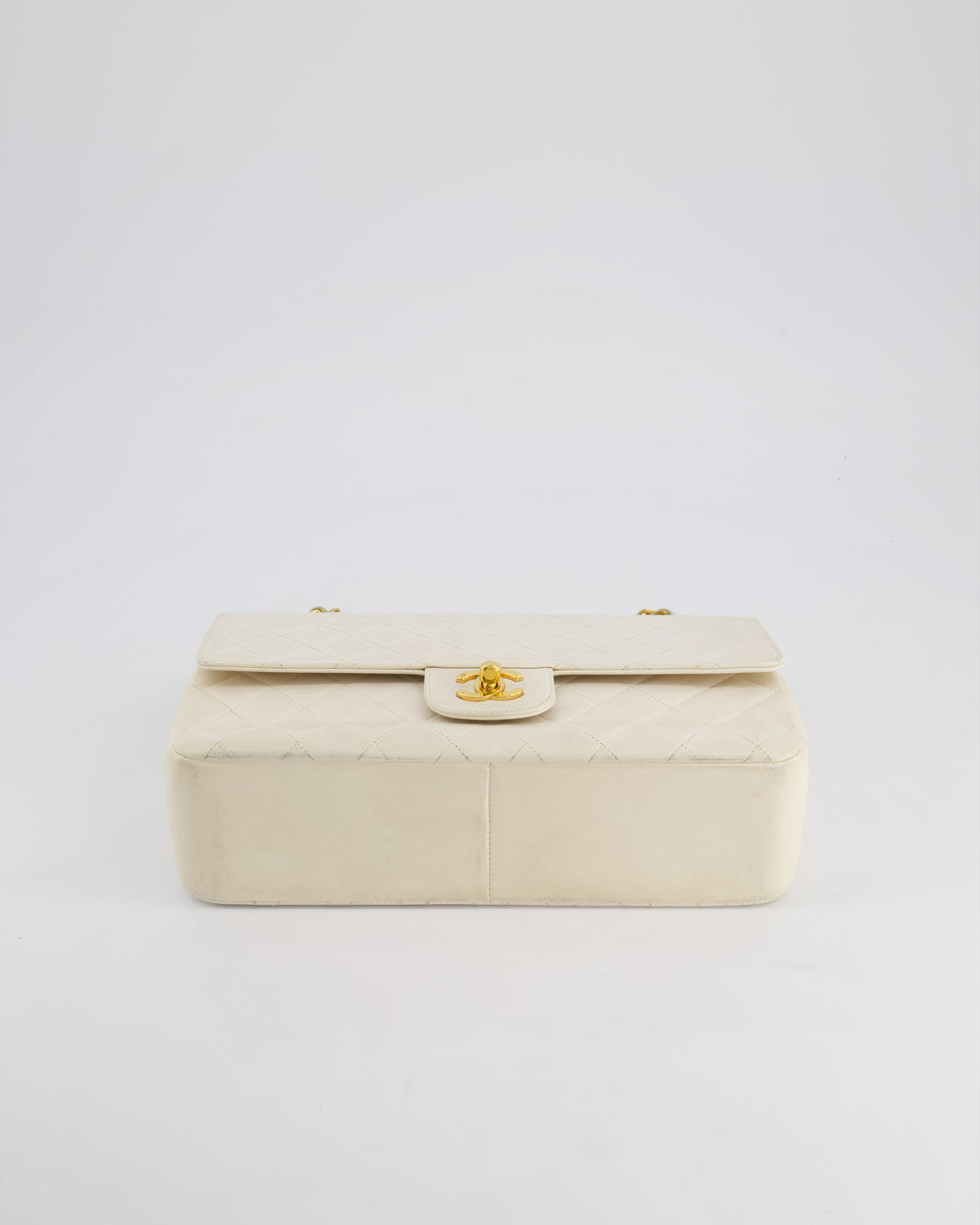 Chanel Vintage White Medium Classic Double Flap Bag in Lambskin Leather with 24K Gold Hardware