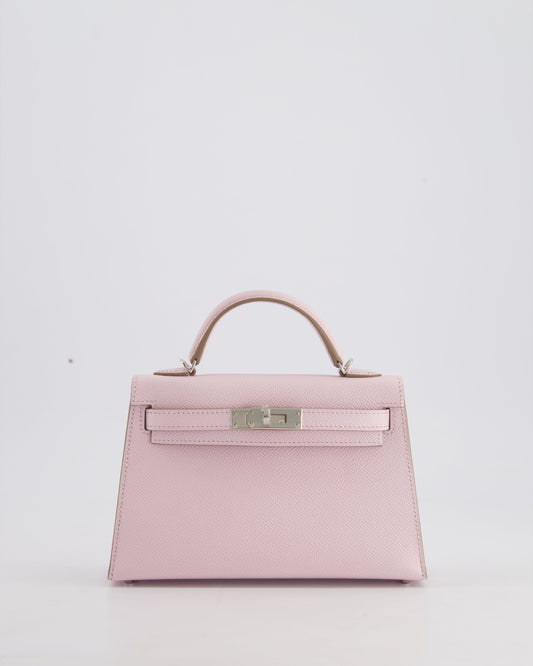 *HOT* Hermès Mini Kelly II 20cm Bag In Mauve Pale Epsom Leather with Palladium Hardware