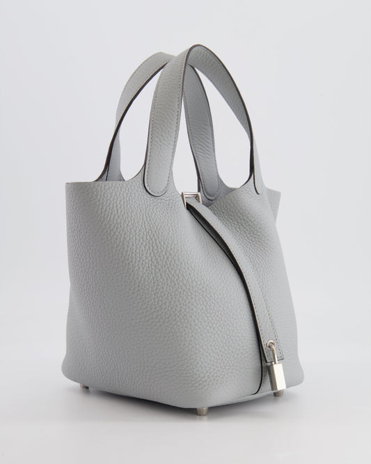 *RARE* Hermes Picotin 18cm in Bleu Glacier Clemence Leather with Palladium Hardware