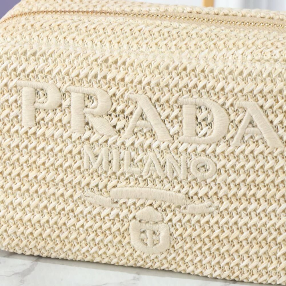 Prada Raffia Crochet Shoulder Bag Natural 20Cm 1BH196 2A2T F0018 V OUO