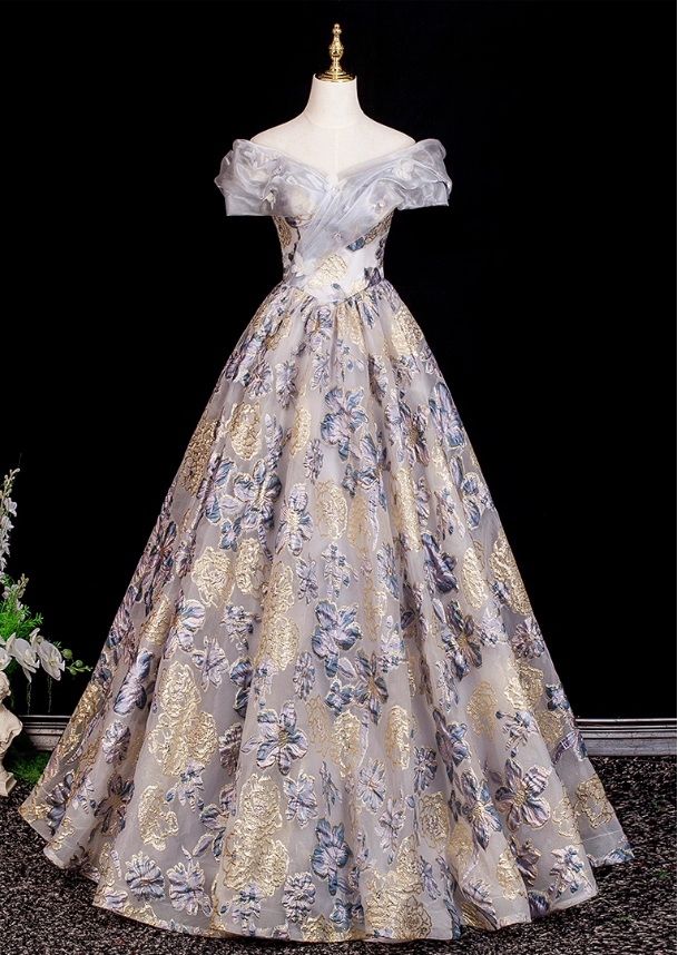 Glamorous Floral Embroidery Off-Shoulder A-Line Sweet 15 Quinceanera Ball Gown TP5502