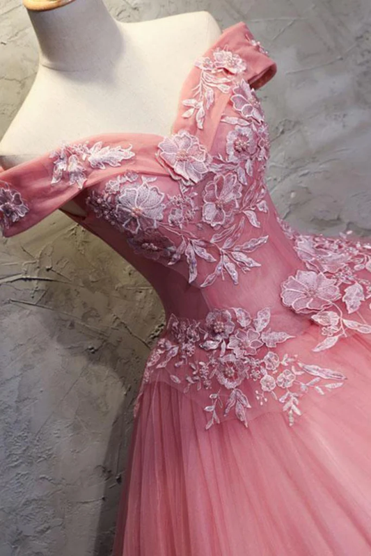 Off The Shoulder Long Ball Gown Lace Princess Prom Dresses Quinceanera Dresses gh927