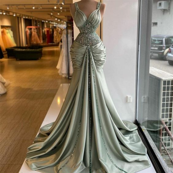 Sweetheart Prom Dresses, Pleats Prom Dresses, Crystal Prom Dresses, Beaded Evening Dresses gh2175