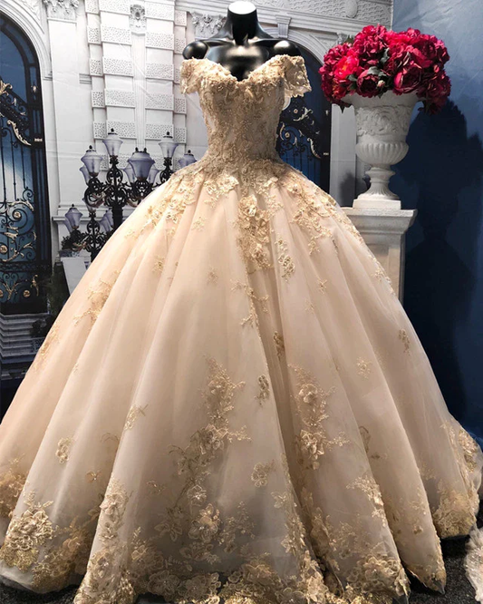 champagne ball gown prom dress Quinceanera Dresses gh2314