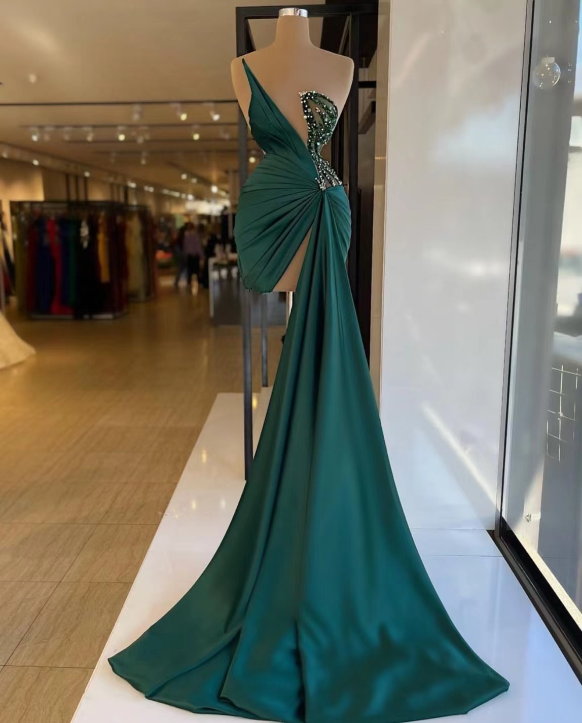 green dresses for women party mermaid beaded sexy evening dresses gh1988