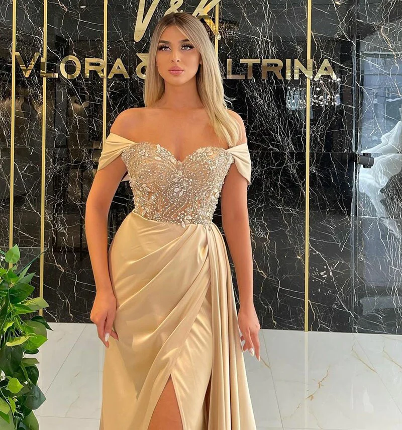 OFF THE SHOULDER GLITTER PROM DRESS gh2027