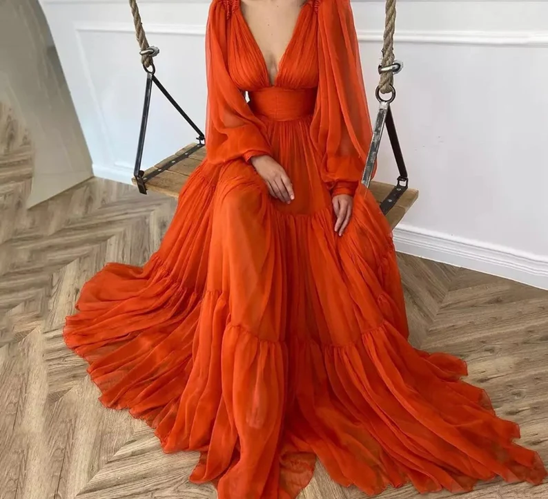 Customizable Long Puff Sleeve Party Dress gh2151