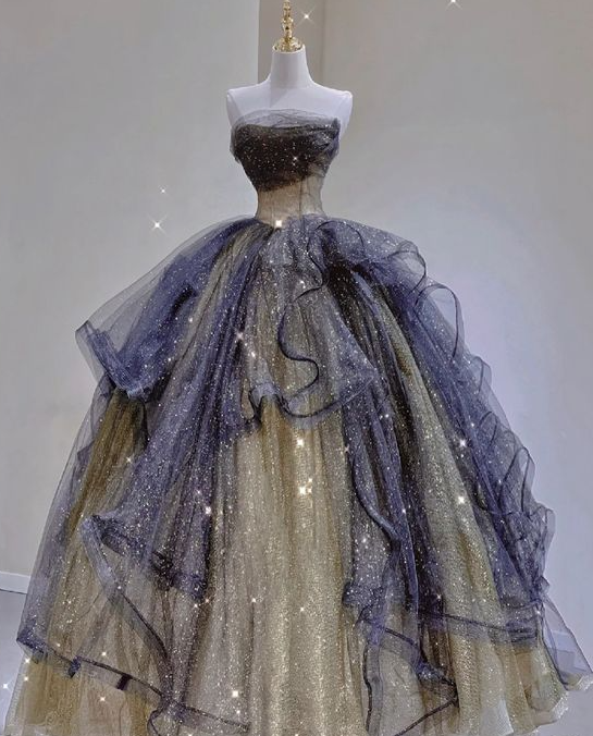 Women s tulle long ball gown prom dresses