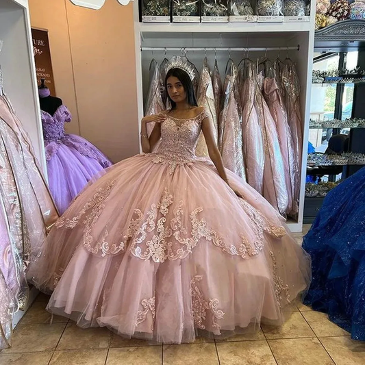 pink Quinceanera Dresses Ball Gown Formal Prom Graduation Gowns Princess Sweet 15 16 Dress