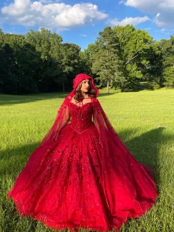 Elegant Long Prom Dresses Red Ball Gown Dress