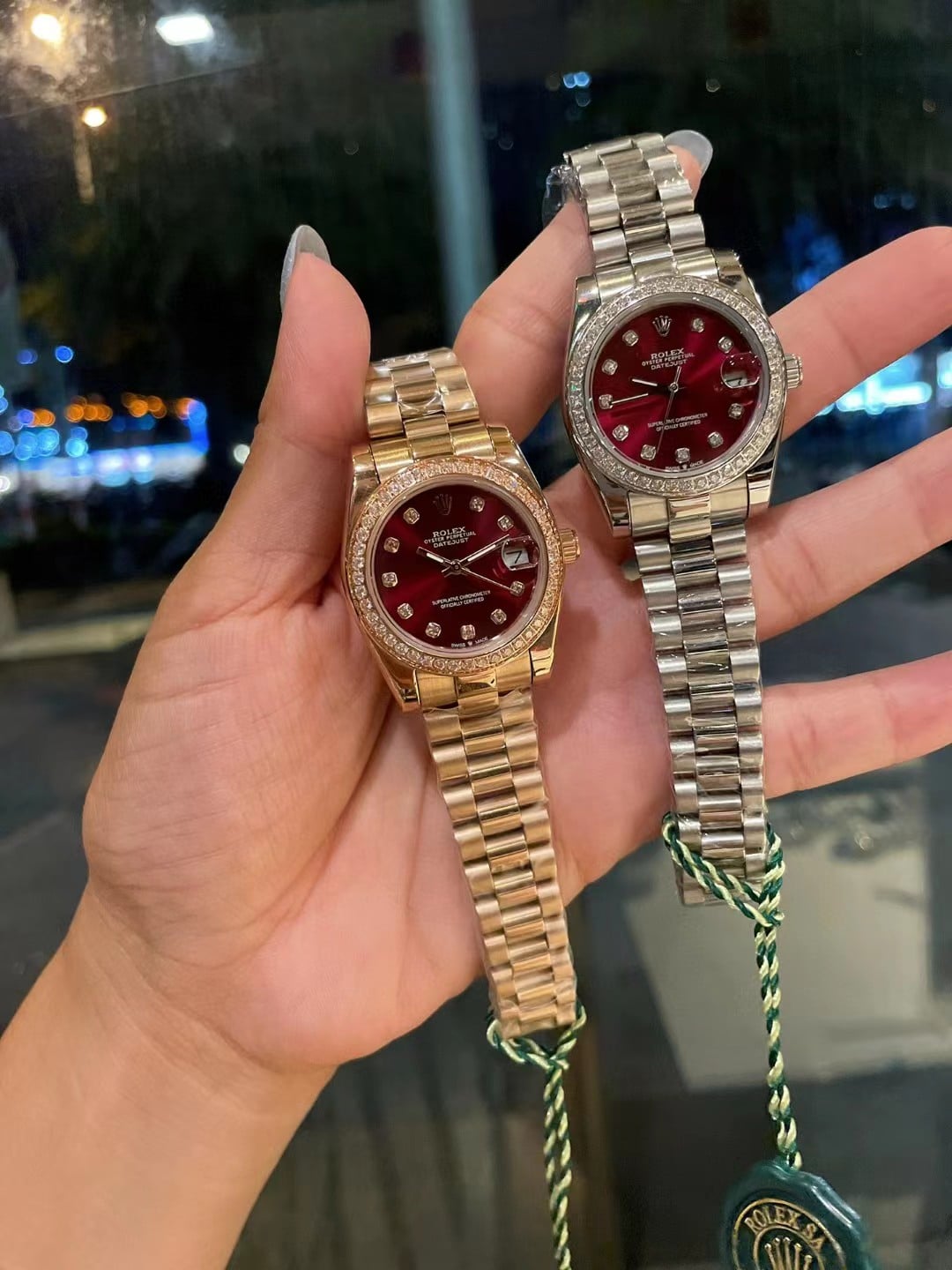 Rolex Lady Datejust Demi Red Dial And Silver 31Mm