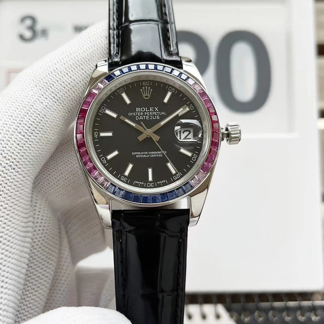 Rolex Oyster Perpetual Datejus Black Dial Ruby Around 40Mm