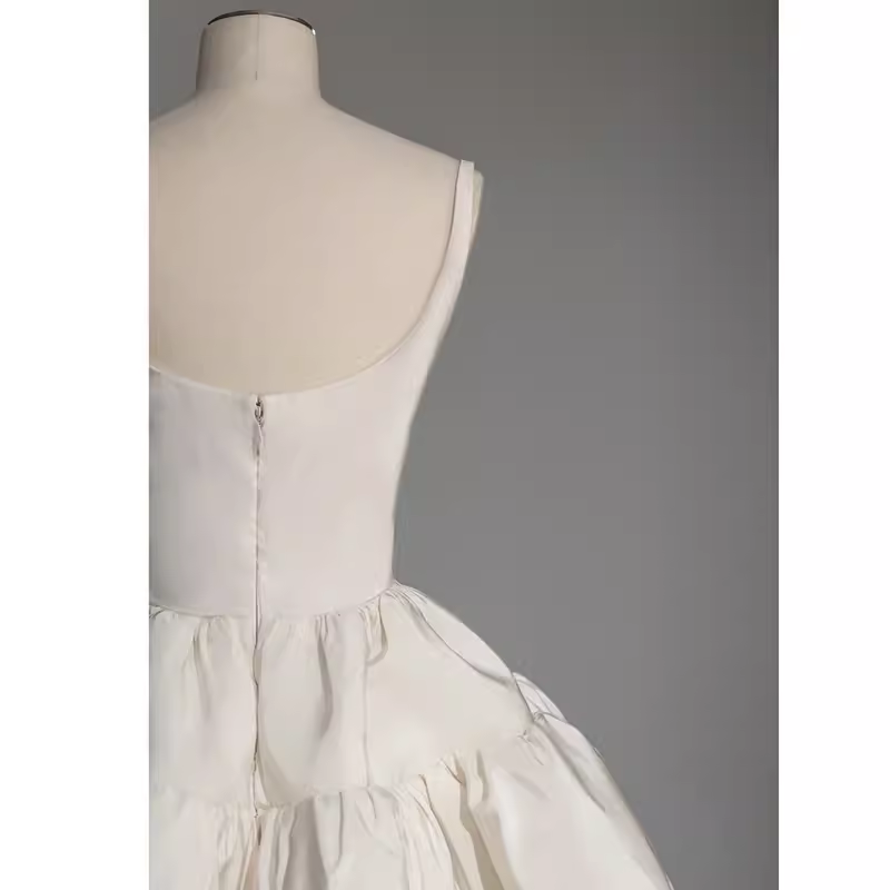 Simple Ball Gown Straps Satin White Short 16th Birthday Dresses