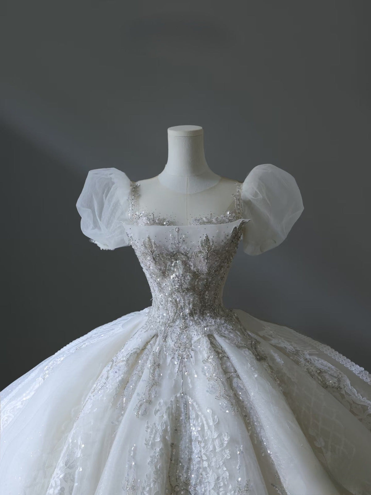 Timeless Ball Gown Off The Shoulder Short Sleeves Tulle Sequin Wedding Dresses Bridal Dress