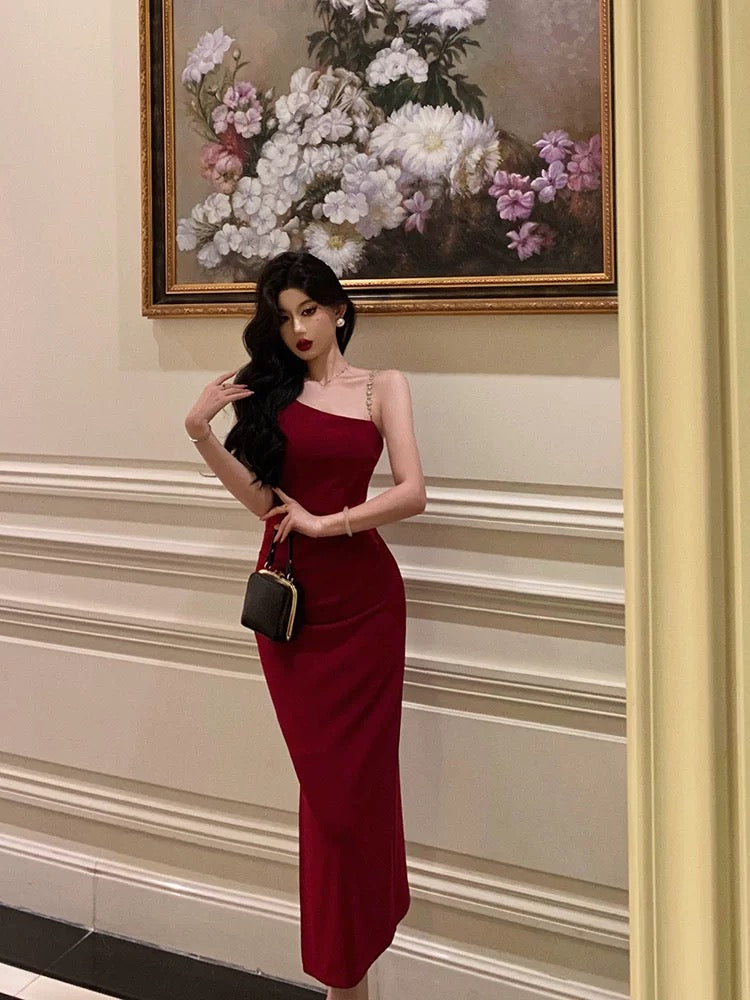 Sexy Mermaid Spaghetti Straps Red Prom Dresses Birthday Outfits Evening Gown