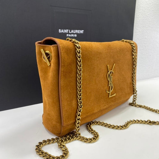 Saint Laurent Kate Medium Reversible Chain Bag In Suede Tan 28Cm