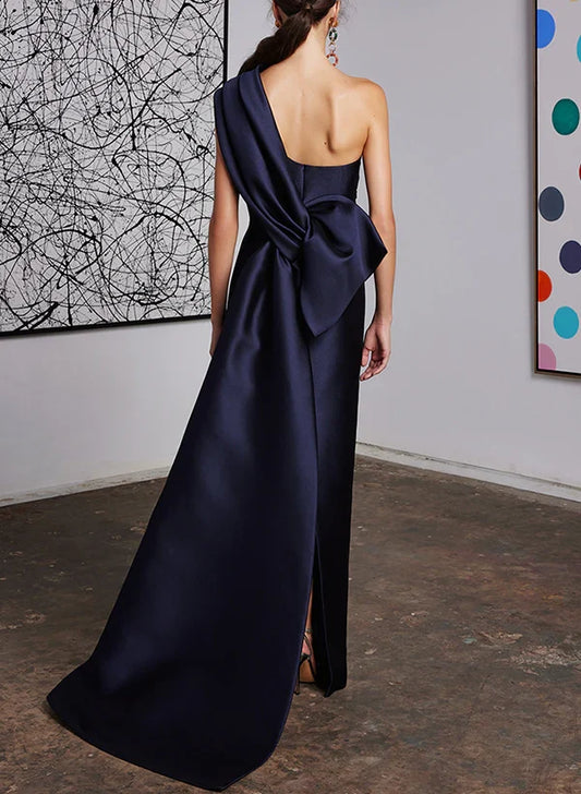 Tight fit/straight cut off shoulder mother of the bride dress