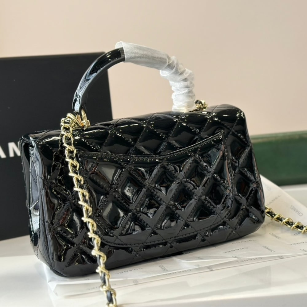 Chanel Mini Classic Handbag With Top Handle Black 20Cm