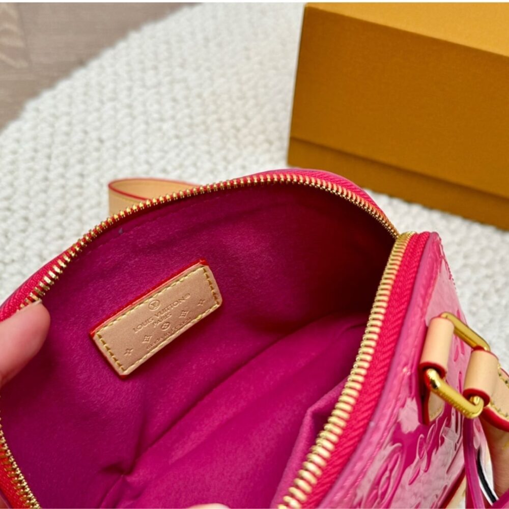 Louis Vuitton Alma Nano Monogram Vernis Embossed Neon Pink 18Cm M90611