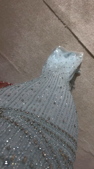 Gorgeous Halter V Neck Blue Satin Sequin Beaded Mermaid Long Party Dress Evening Gown SP1868