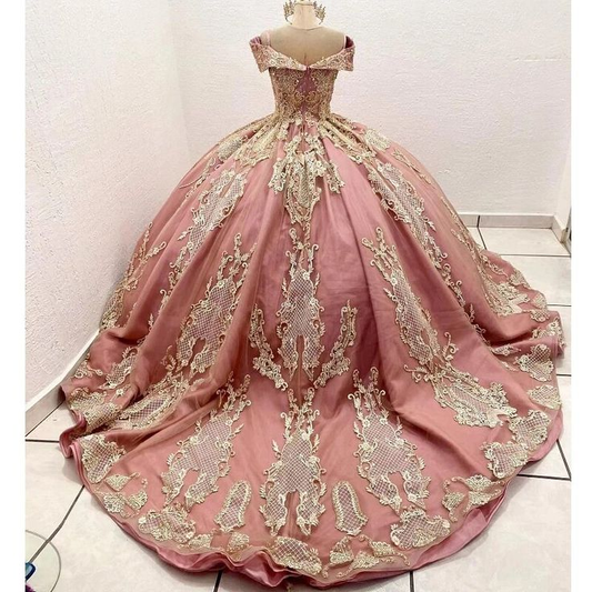 New Quinceanera Dress For Sweet Girl Beaded Appliques Floor Length Princess Ball Gown Y6521