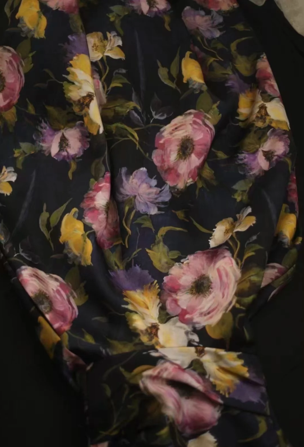Pretty Strapless Satin Rose Print Floral Long Birthday Party Dress Evening Gown