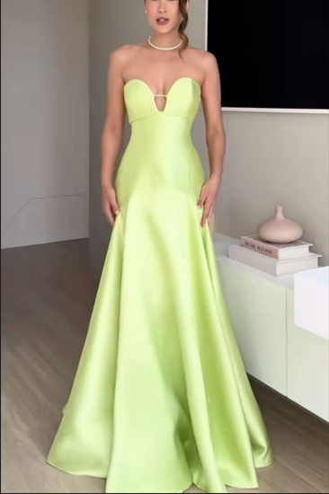 Elegant Lime Green Sweetheart Neck Satin Mermaid Long Party Dress Evening Gown