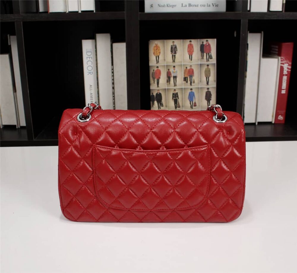 Chanel Medium Classic Double Flap Red Silver Hardware 25.5Cm