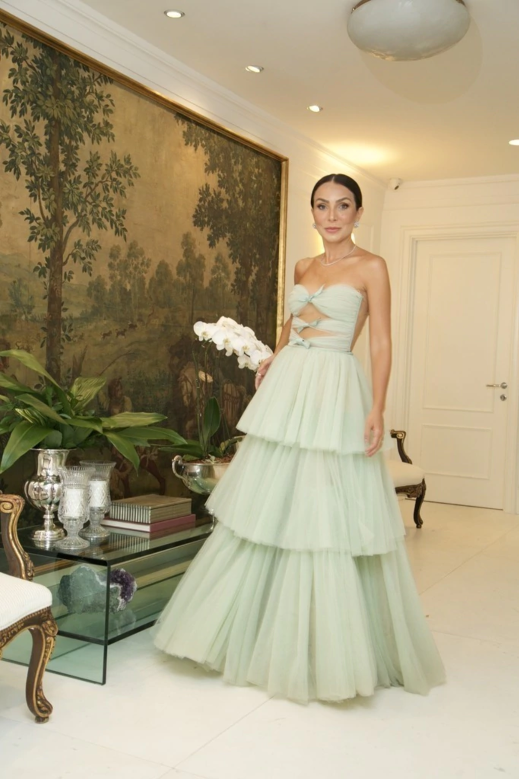 Elegant A-line Tulle Tiered Prom Dress Y6787