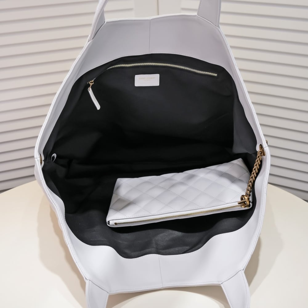 Saint Laurent Icare Maxi Shopping Bag In Quilted White 50Cm 698651AAANG1000
