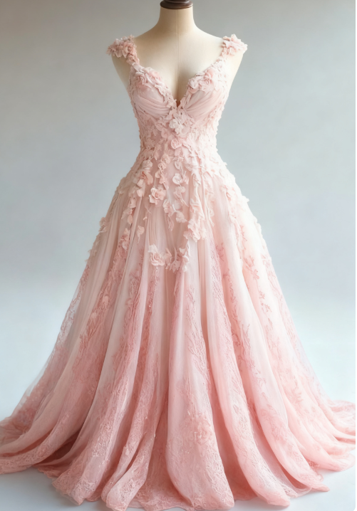 A-Line Straps Tulle Beaded Long Prom Dresses Applique Sweetheart Neck Prom Gowns
