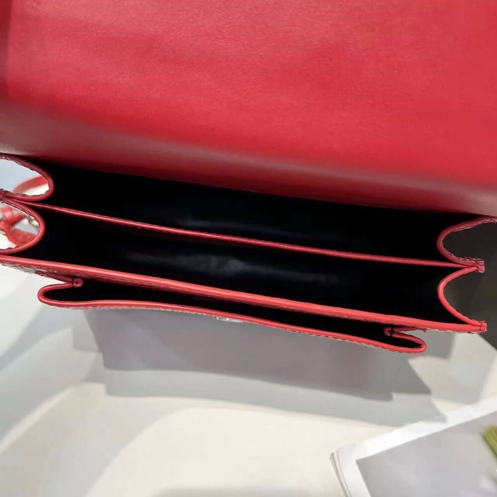 Saint Laurent Sunset Embossed Leather Bag Red 22Cm