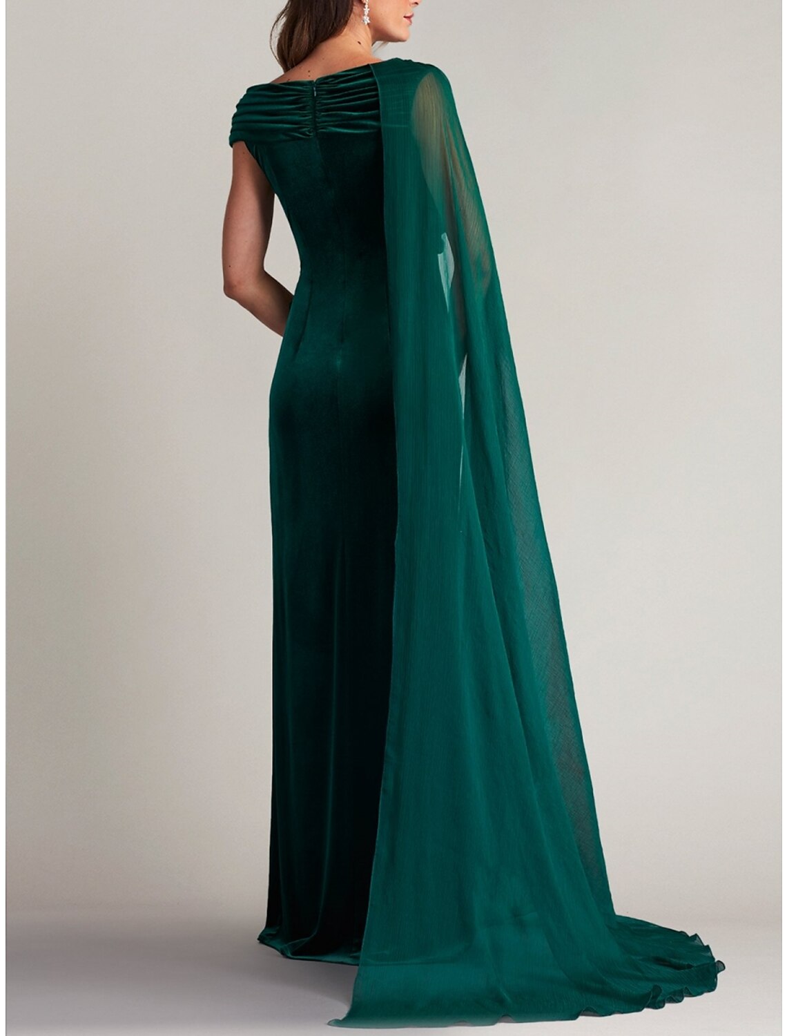 A-Line Evening Gown Elegant Dress Formal Court Train Sleeveless V Neck Velvet with Ruched Slit 2026
