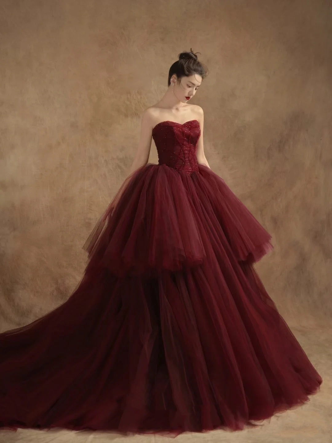 Ball Gowns Off The Shoulder Tulle Red Sweet 16 Dresses