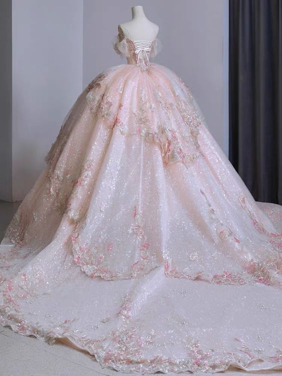Ball Gowns Sweet 16 Dress Off The Shoulder Pink Sweet 16 Dresses