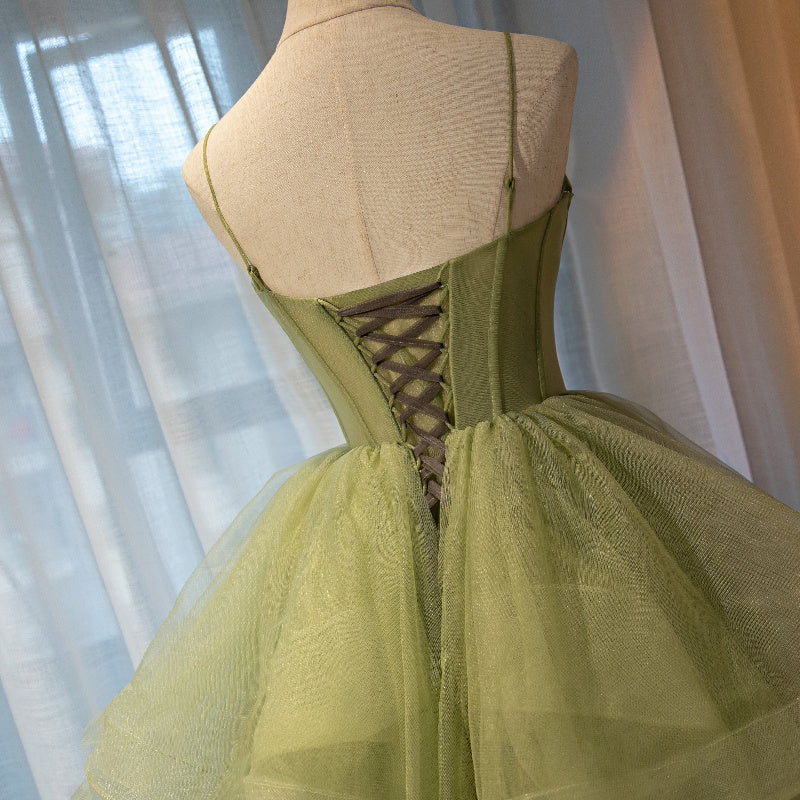 Beautiful Light Green Sweetheart Layers Princess Prom Gowns, Green Tulle Long Prom Dresses