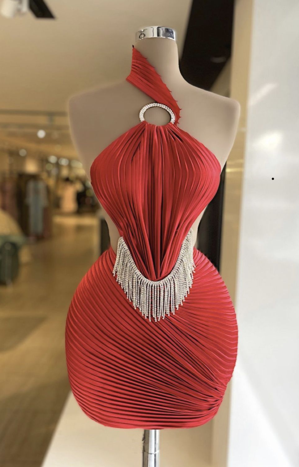 ✨Girlhomeshops🔥 Discount: 5% off orders over $100-Red Fashion Sexy Beaded Short Suspender Party Dress gh4973