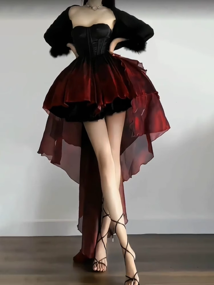 Chic Ball Gowns Sweetheart Burgundy Short Birthday Dresses Birthday Outfits