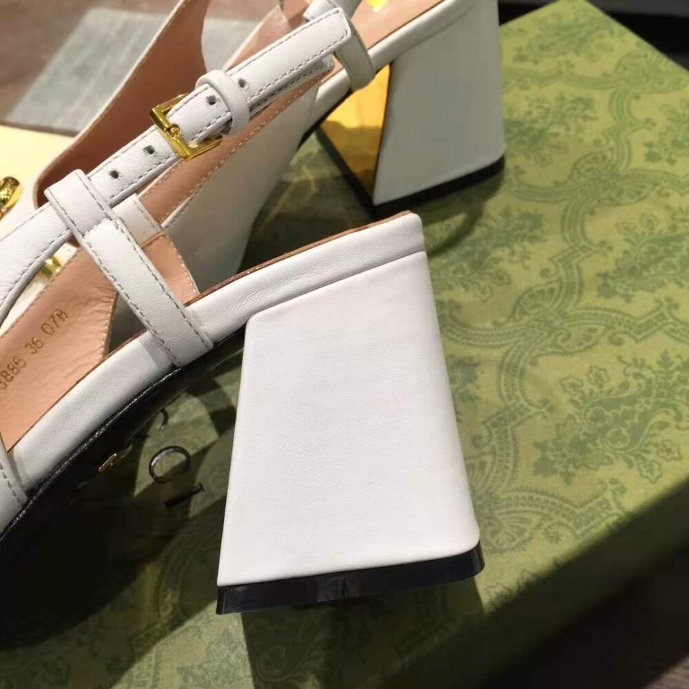 Gucci Women’S Mid Heel Slingback With Horsebit White 643892 C9D00 9022