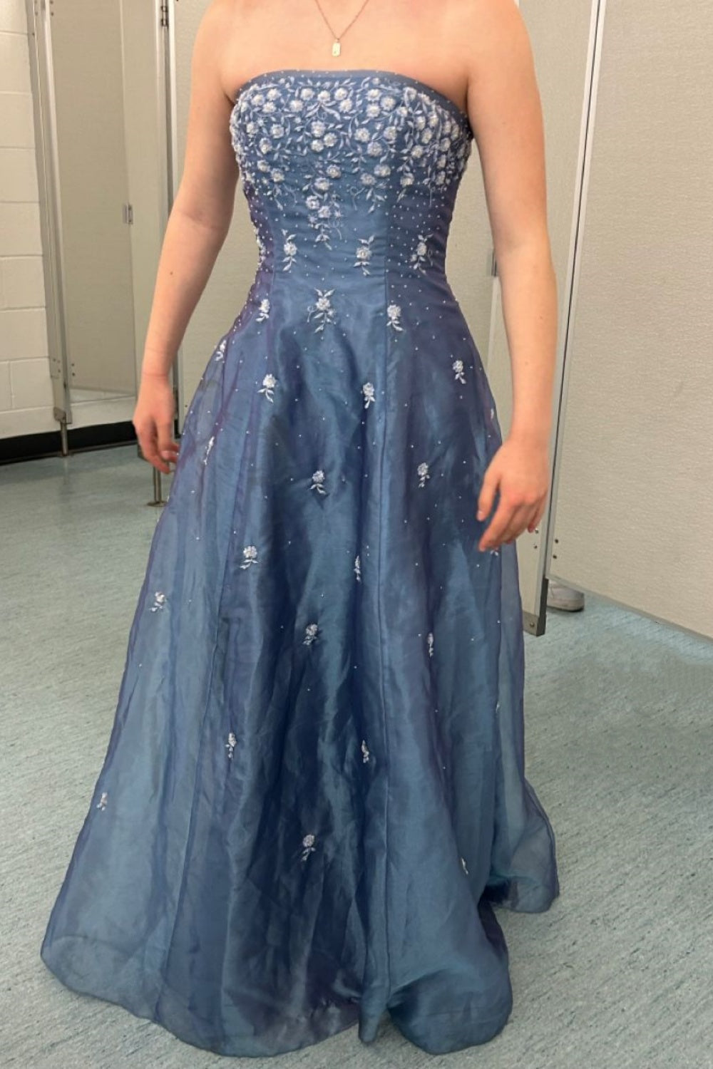 girlhomeshops-Retro fairy dress elegant exquisite floral blue long tulle prom dress gh5777