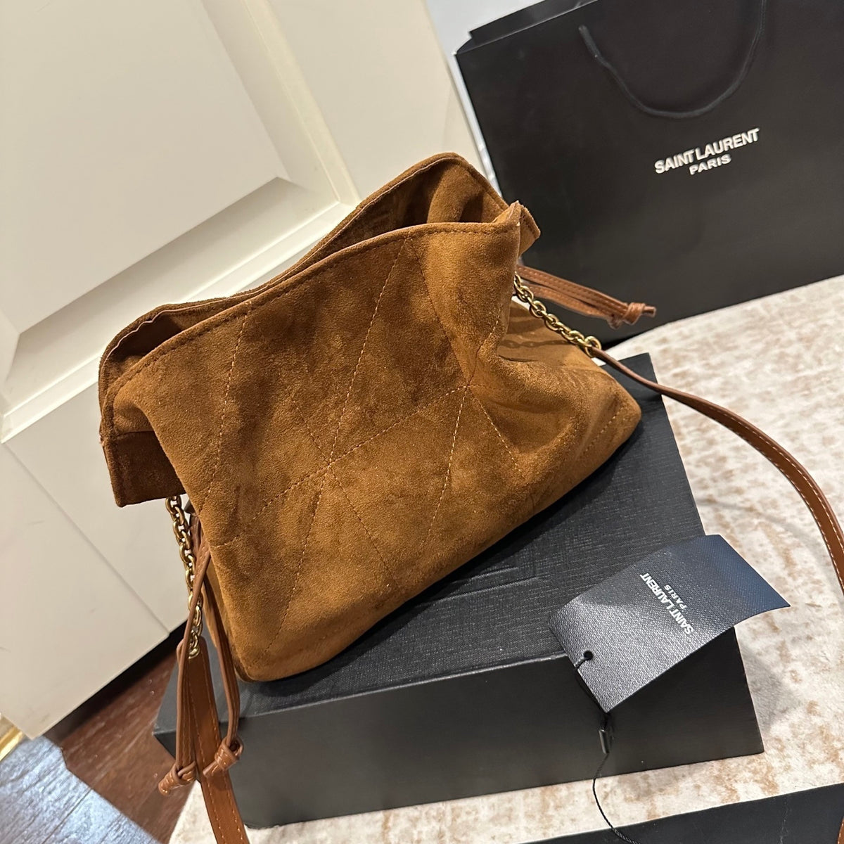 Saint Laurent Jamie Shoulder Pouch In Caramel Cognac 26Cm