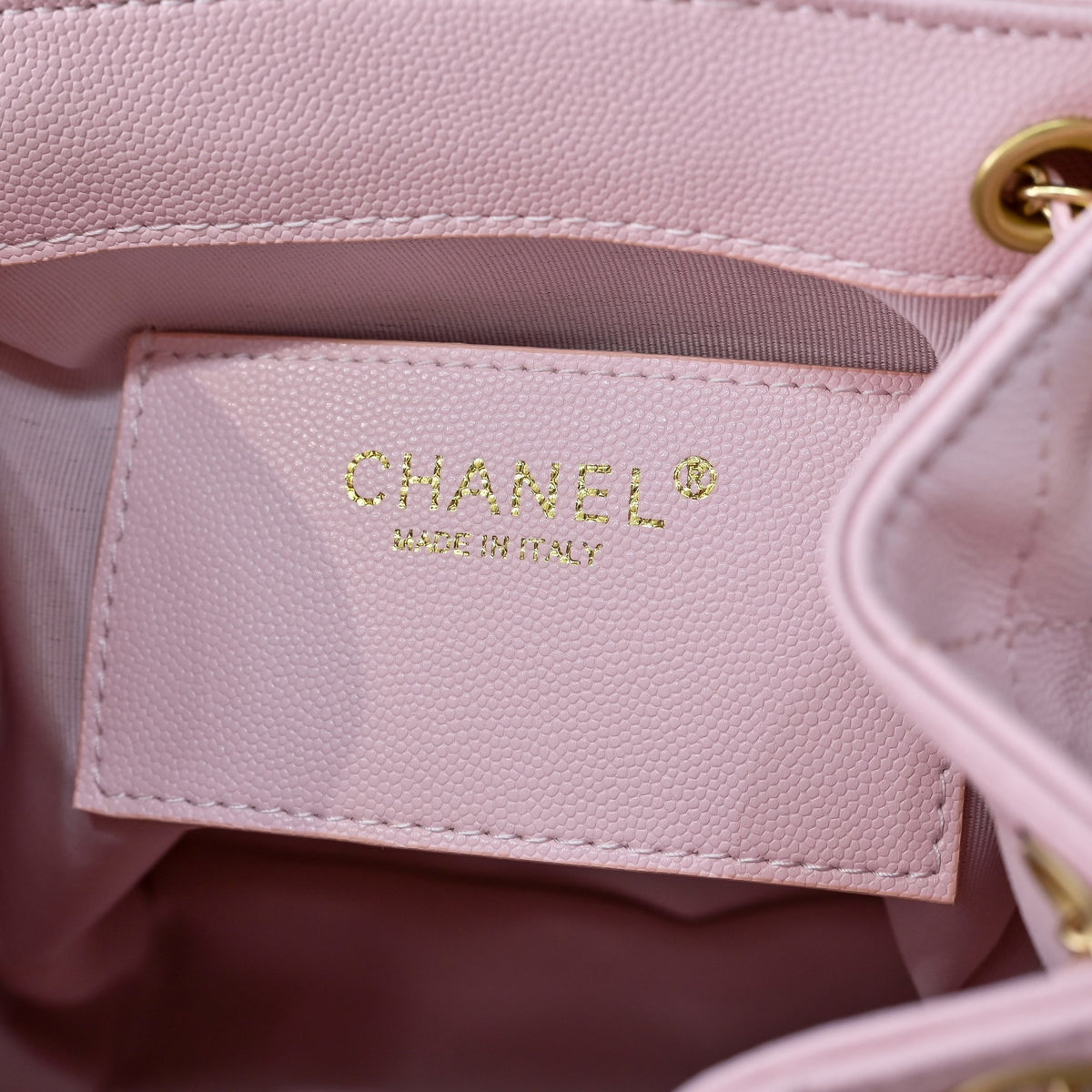 Chanel 25 Medium Size Backpack Grain Effect And Gold Metal Pink 23Cm