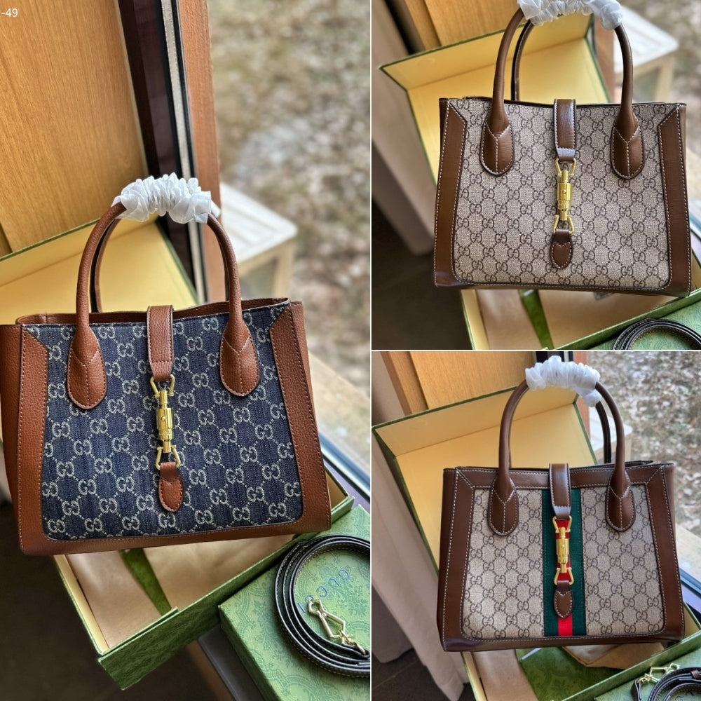 Gucci GG Jackie 1961 Tote Blue Denim 30Cm