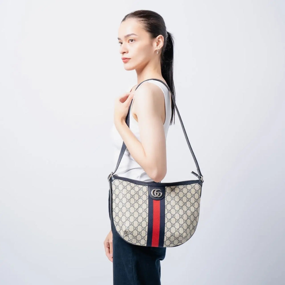 Gucci Ophidia GG Small Shoulder Bag Navy Blue 30Cm